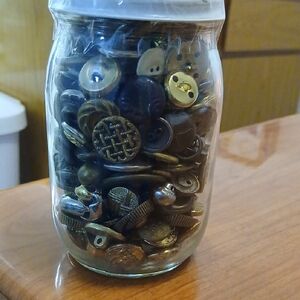 Jar of Assorted Vintage Metal Buttons